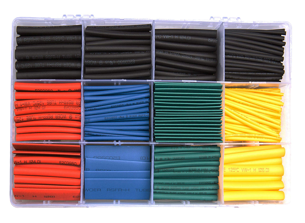 600 pcs Heat Shrink Tubing 2:1 Wire Sleeve Electrical Wire Cable Wrap Assorted 5 Colors 8 Sizes In a Plastic Box