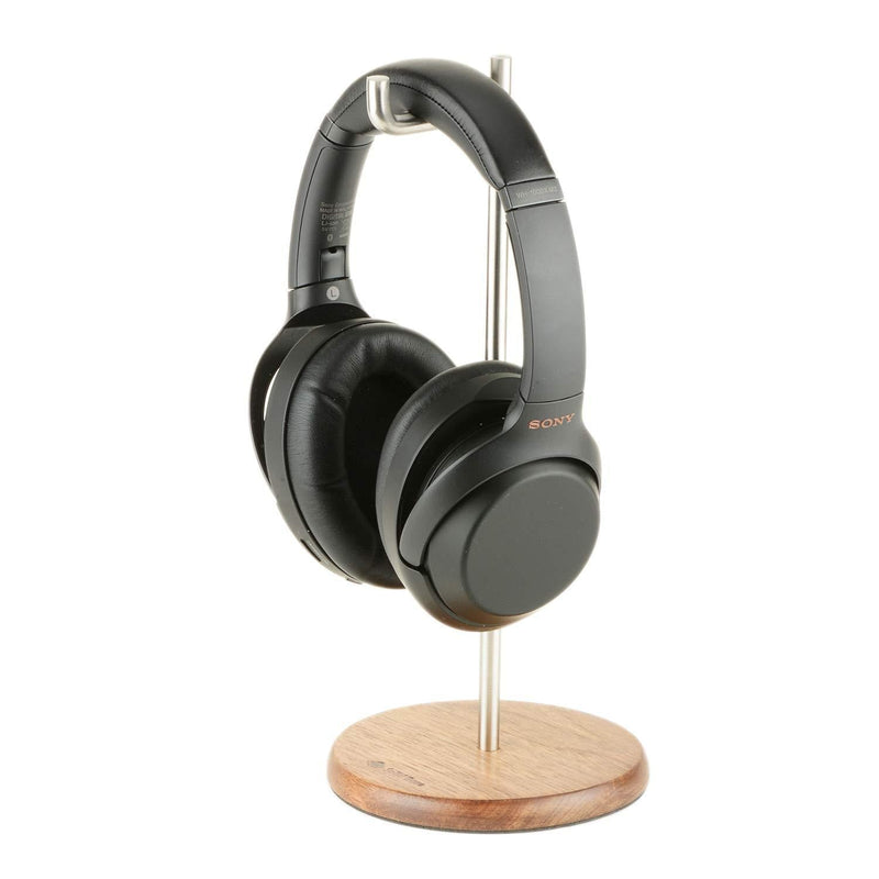 Stainless Steel Headphones Stand Headset Holder Hanger Vinyl Edition by Solid Base 1 Year Warranty Included (Walnut) Walnut