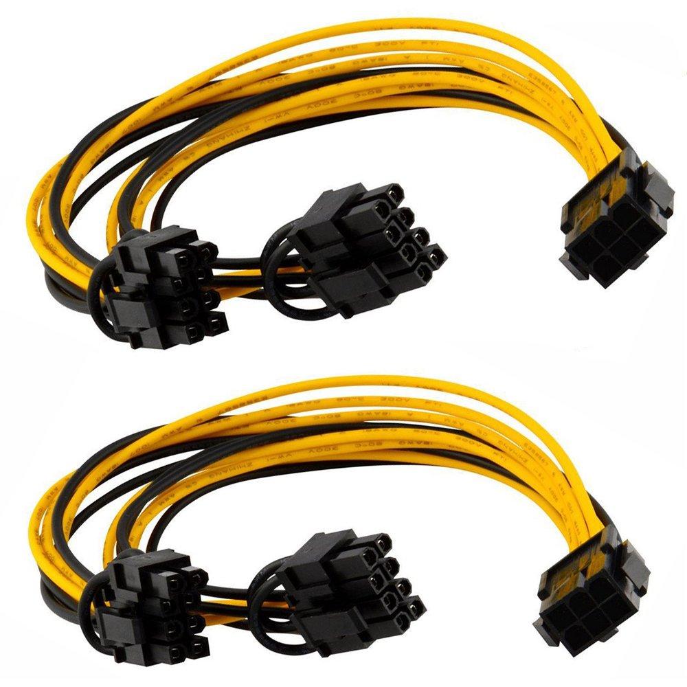 6 pin to 2 x PCIe 8 (6+2) pin Graphics Card PCI-e Express VGA Splitter Power Extension Cable(2 Pack) 6 to 2 x 8 Pin