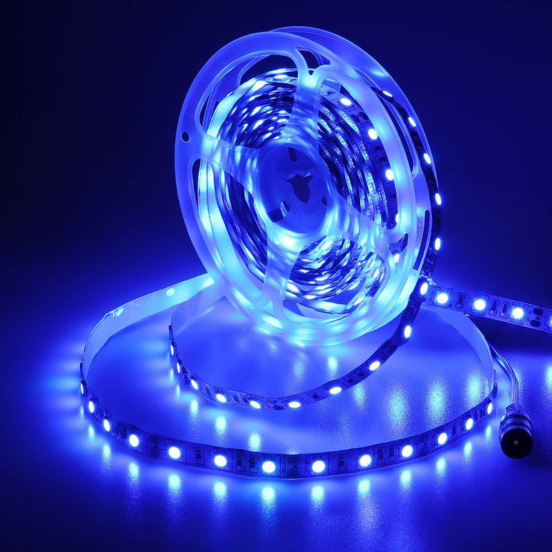 JOYLIT 24V Blue LED Strip Lights, 5050SMD 300 LEDs 16.4ft/5m Cuttable Light Strip Non Waterproof Flexible LED Tape Lighting for Cars, Boats, Clubs, Bedroom, TV Blue-16.4ft