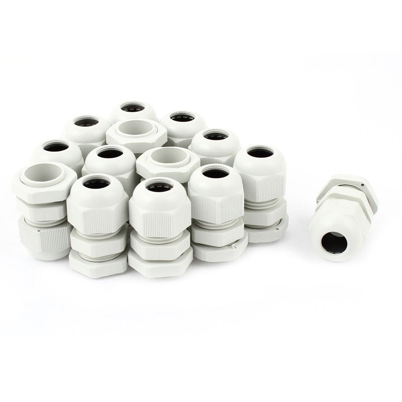 White Plastic PG11 Strain Relief Cord Grip Cable Glands for 5-10mm Dia Cable 20PCS (PG11, White)