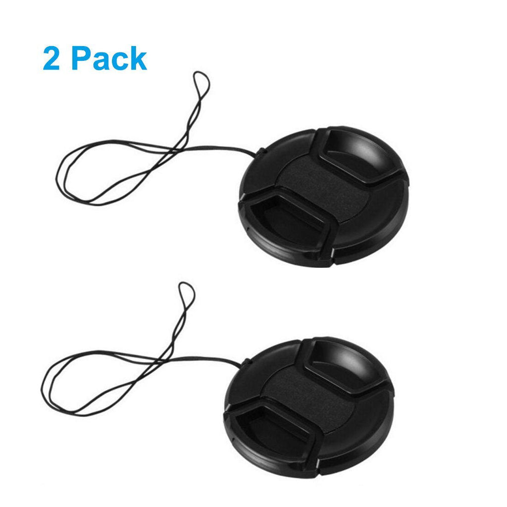 (2 Pcs Bundle) Snap-On Lens Cap, LXH 2 Center Pinch Lens Cap (77mm) and 2 Lens Cap Keeper Holder for Canon, Nikon, Sony and Any Other DSLR Camera, Universal Design 77 MM