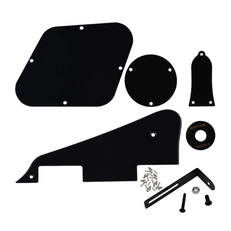 FLEOR 1Ply Black Pickguard Back Plate Screws Set & Switch Ring & Truss Rod Cover Plate & Black Bracket Fit Gibson Les Paul Pickguard Replacement
