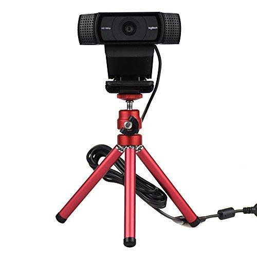 Lightweight Mini Webcam Tripod for Logitech Webcam C920 C922 Small Camera Tripod Mount Cell Phone Holder Stand (Red) Mini-Red