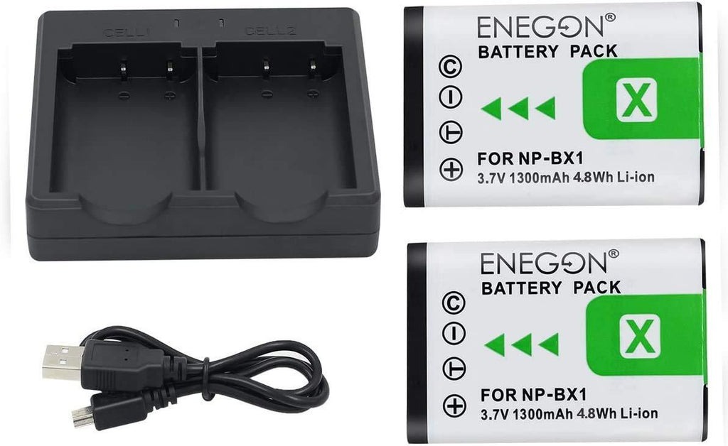 NP-BX1 ENEGON Battery (2-Pack) and Rapid Dual Charger for Sony NP-BX1 and Sony ZV-1, Cyber-Shot DSC-RX100, DSC-RX100 II/III/M4/M5/M6/M7/Ⅳ/Ⅴ/Ⅵ/Ⅶ/VA, DSC-RX100M II, HDR-CX405