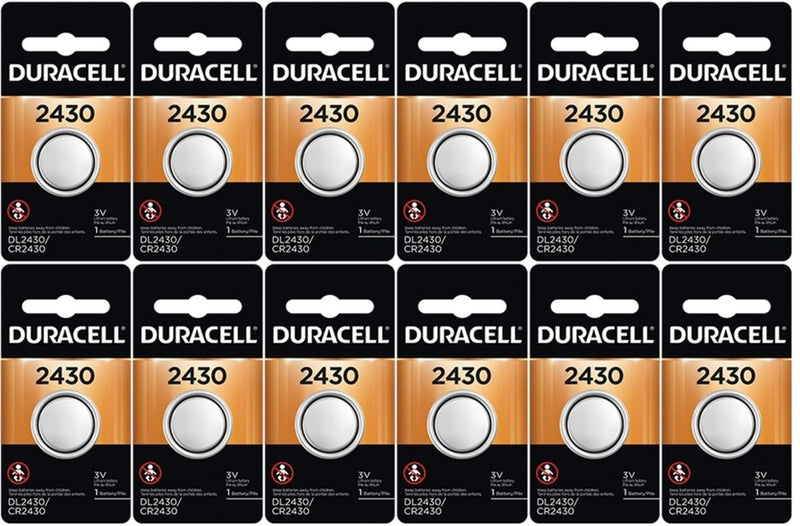 12-Pack Duracell 2430 Batteries 3.0 Volt Lithium Coin Button