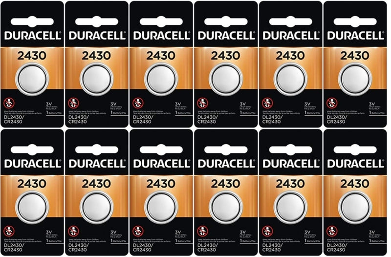 12-Pack Duracell 2430 Batteries 3.0 Volt Lithium Coin Button