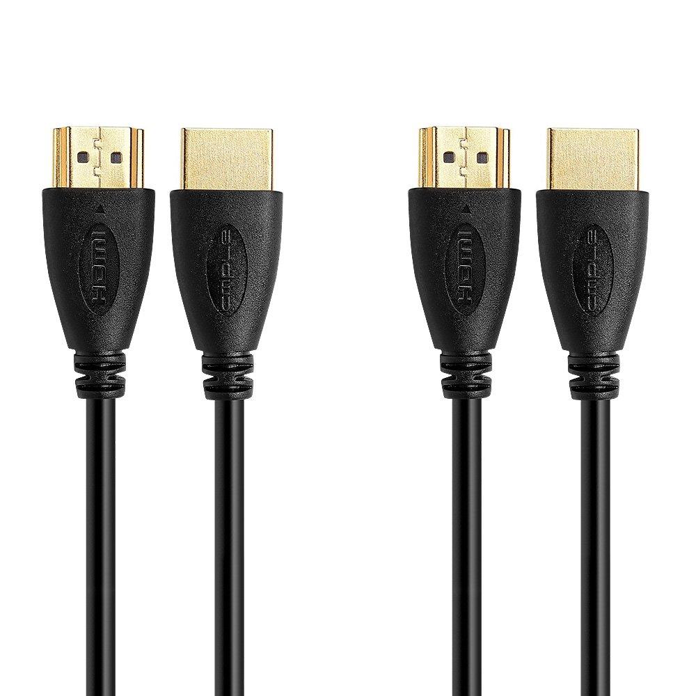 Cmple - Ultra Slim High Speed HDMI Cable HDMI 2.0 HDTV Cable - Supports Ethernet 3D 4K and Audio Return - 6FT (2 Pack) 6FT (2 PACK) Black