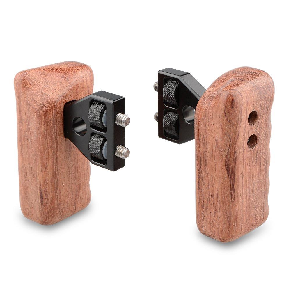 CAMVATE DSLR Wooden Handle Grip with Connector for DV Video Camera Cage(1 Pair)