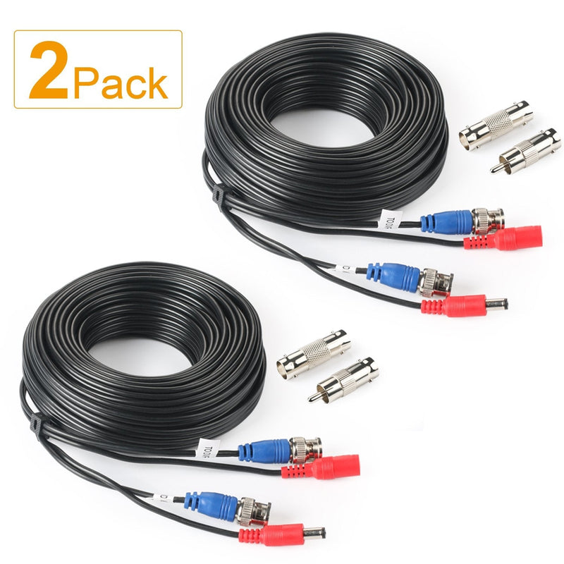 SHD 2Pack 50Feet BNC Vedio Power Cable Pre-Made Al-in-One Camera Video BNC Cable Wire Cord for Surveillance CCTV Security System with Connectors(BNC Female and BNC to RCA) 50Feet x 2Pcs
