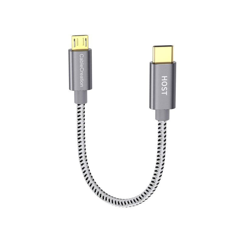 Short Micro USB to USB C Cable 0.65 FT CableCreation USB C to Micro USB Braided Cord OTG 480Mbps Micro USB Cable to USB C to USB Micro for MacBook Pro Air S21 S20 S10 Pixel 5/4/3/2 etc. Space Gray Space Gray (0.65ft)