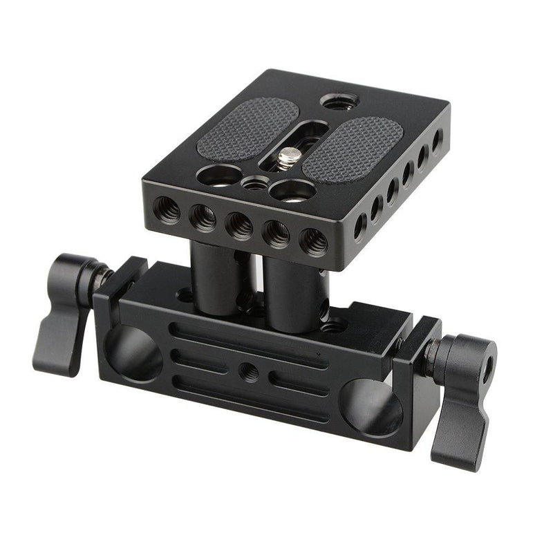 CAMVATE DSLR Baseplate Mount with Railblock Height Riser for 15mm Rail Rod Support System