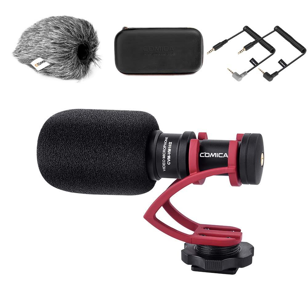 Comica CVM-VM10II Full Metal Compact On Camera Cardioid Directional Mini Shotgun Video Microphone for Smartphone iPhone,Huawei,DJI Osmo,for SonyA9/A7RII/A7RSII,GH4/ GH5, and DSLR Camera(Red) Red
