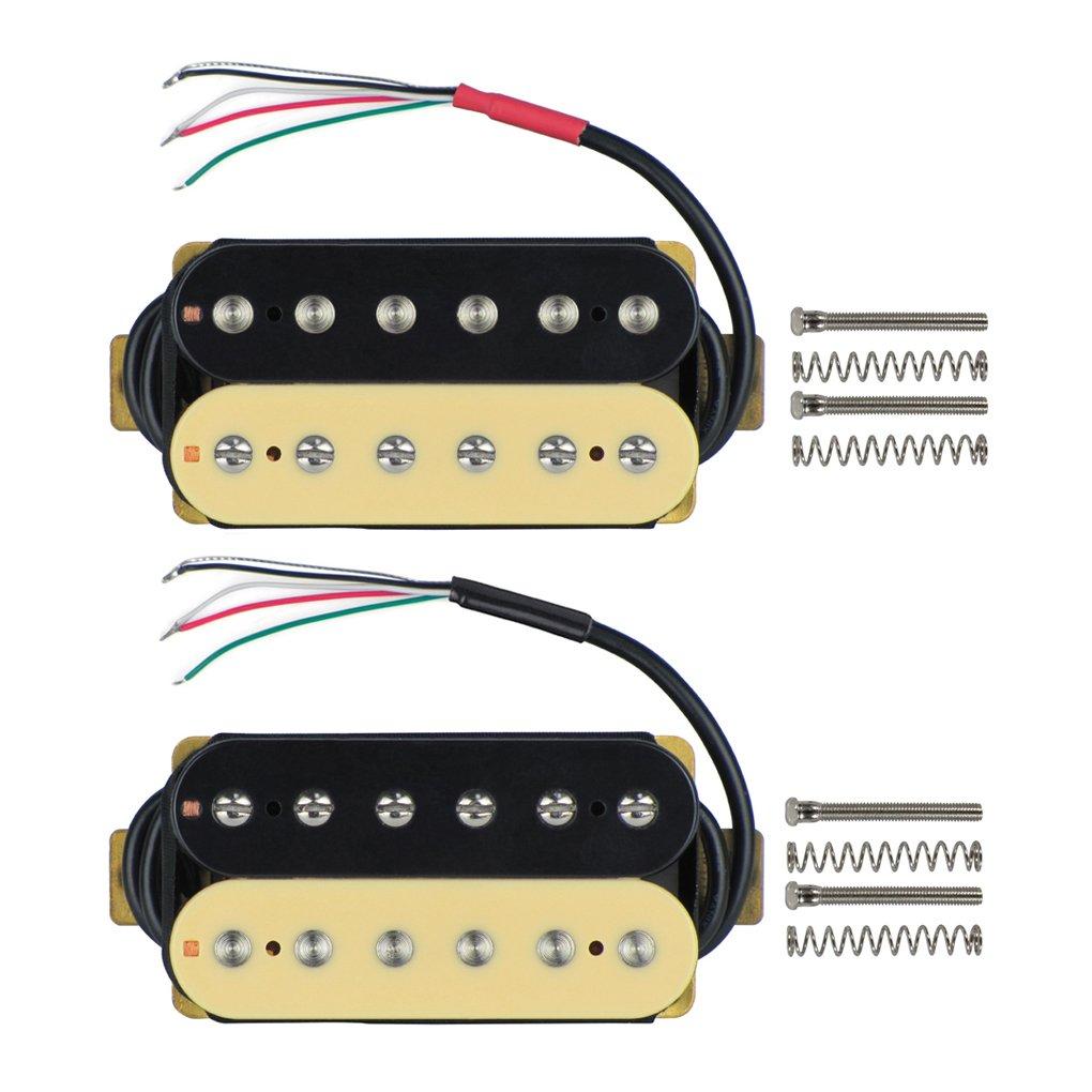 FLEOR Electric Guitar Humbucker Pickups Double Coil Guitar Bridge Pickup & Neck Pickups Set - (Black + Cream) Neck+Bridge Pickup Zebra