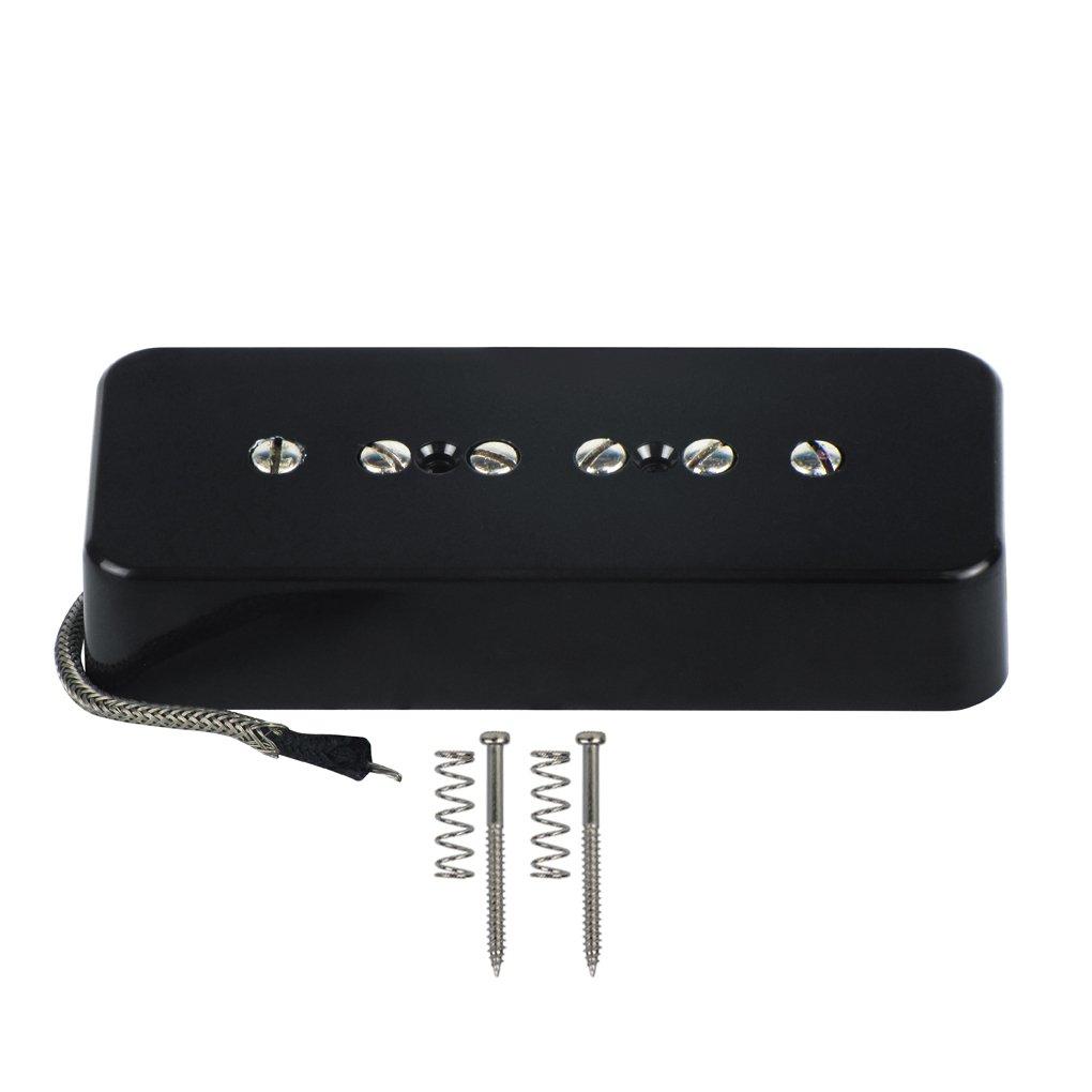 FLEOR Electric Guitar Neck Pickup Single Coil Pickup Black P90 Soap Bar Pickups - Alnico 5