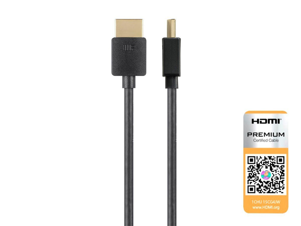 Monoprice High Speed HDMI Cable - 1 Feet - Black| Certified Premium, 4K@60Hz, HDR, 18Gbps, 36AWG, YUV, 4:4:4 - Ultra Slim Series Single