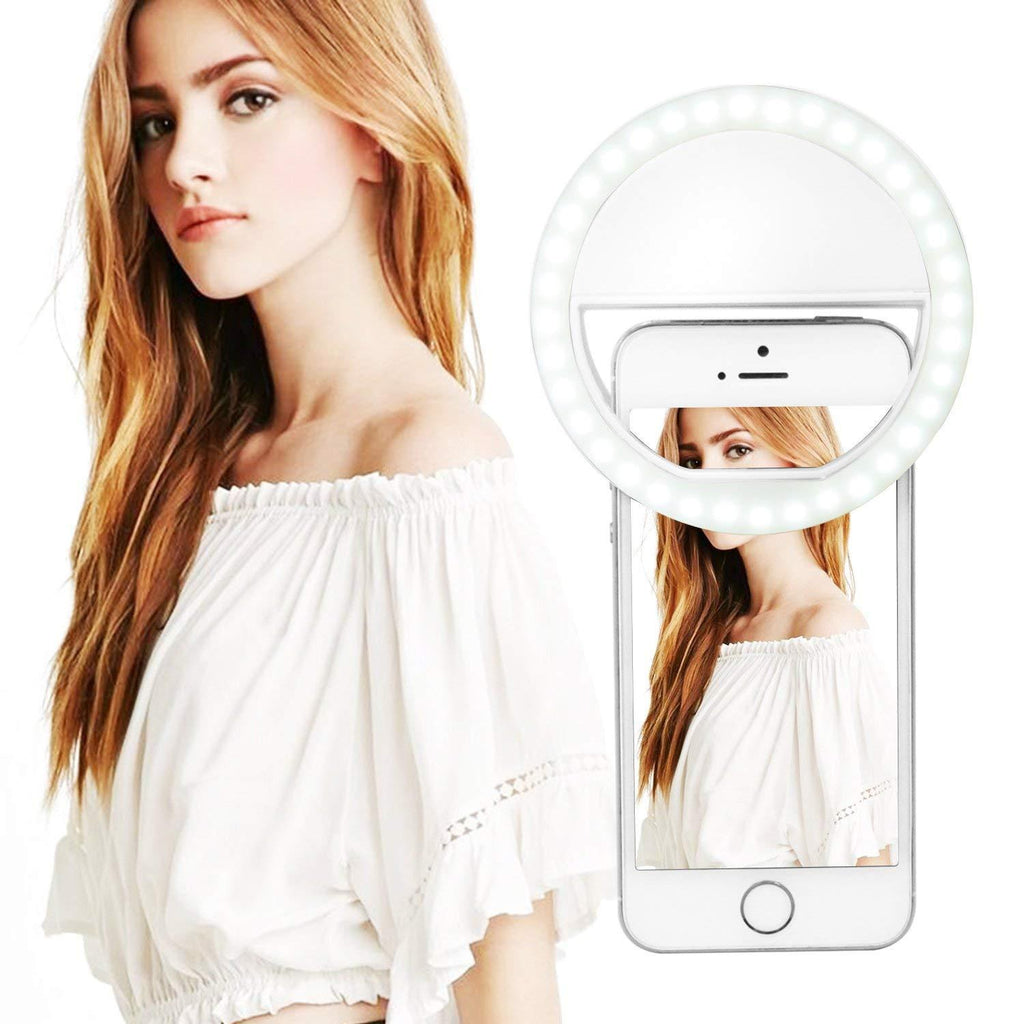Selfie Ring Light Rechargeable Clip on 36 LED Circle Light Ring for Cell Phone iPhone iPad Samsung Galaxy Tablet Laptop Camera Photography Video Lighting