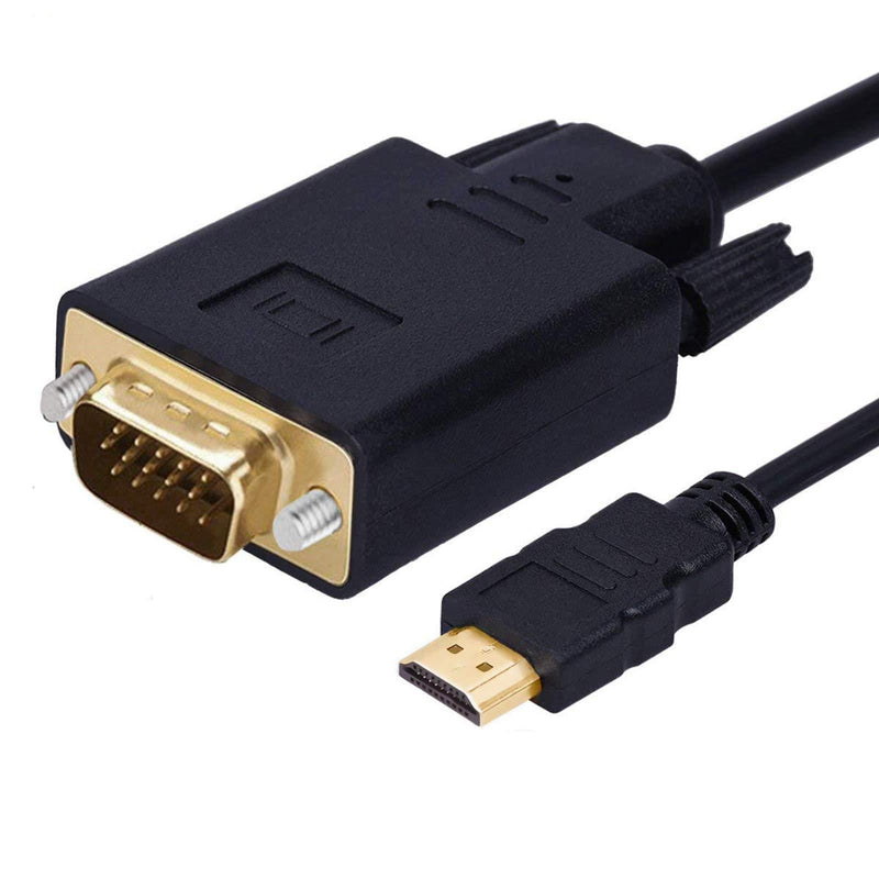 HDMI to VGA Cable Gold-Plated 1080P HDMI Male to VGA Male Active Video Adapter Converter Cord (6 Feet/1.8 Meters) 6 Feet 1 Pack