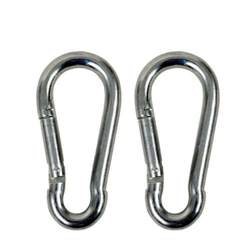 (Pack of 2) Steel Snap Eye Link Spring Hooks - 3/8" / 10 mm - 4 x 2" - Heavy Duty Multipurpose Carabiners. Not for Lifting use.