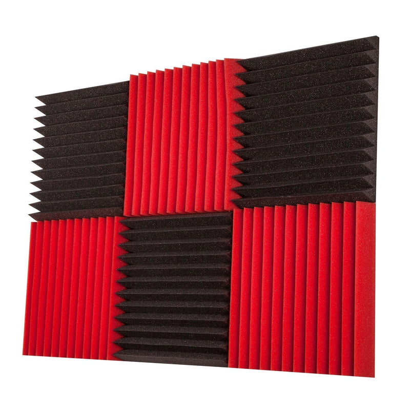 [AUSTRALIA] - Foamily 6 Pack- Red/Charcoal Acoustic Panels Studio Foam Wedges 2" X 12" X 12" 