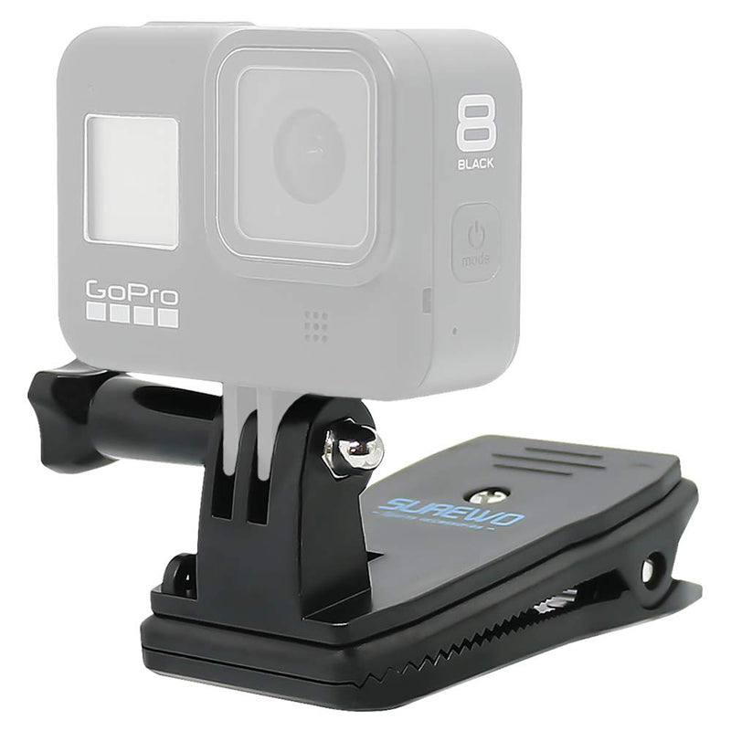 SUREWO Backpack Strap Mount Quick Clip Mount Compatible with Gopro Hero 10/9/8/7/6(2018)/5 Black,DJI Osmo Action and More Backpack Clip Mount for GoPro