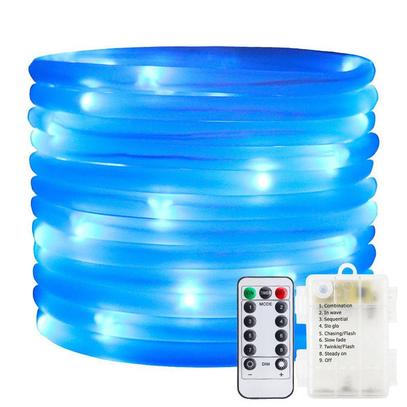 [AUSTRALIA] - ER CHEN Remote&Timer Battery Powered Rope Lights,16.5FT 50 LED Warterproof Indoor&Outdoor Portable Rope String Lights for Christmas Tree, Wedding, Thanksgiving, Party, Garden, Patio(Blue) 5M 50LED Blue 