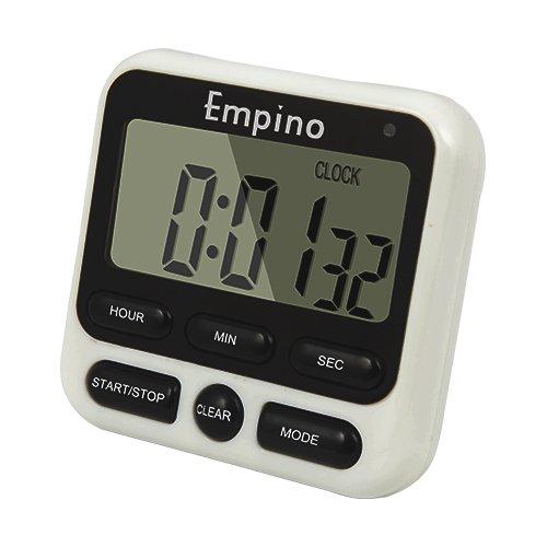 Digital Kitchen Timer - Empino Upgraded 24-Hours Cooking Timer Clock Countdown Multifunction with Big Digits, Loud Alarm, Magnetic Backing Stand, and Memory for Cooking Baking Exercise, White Black
