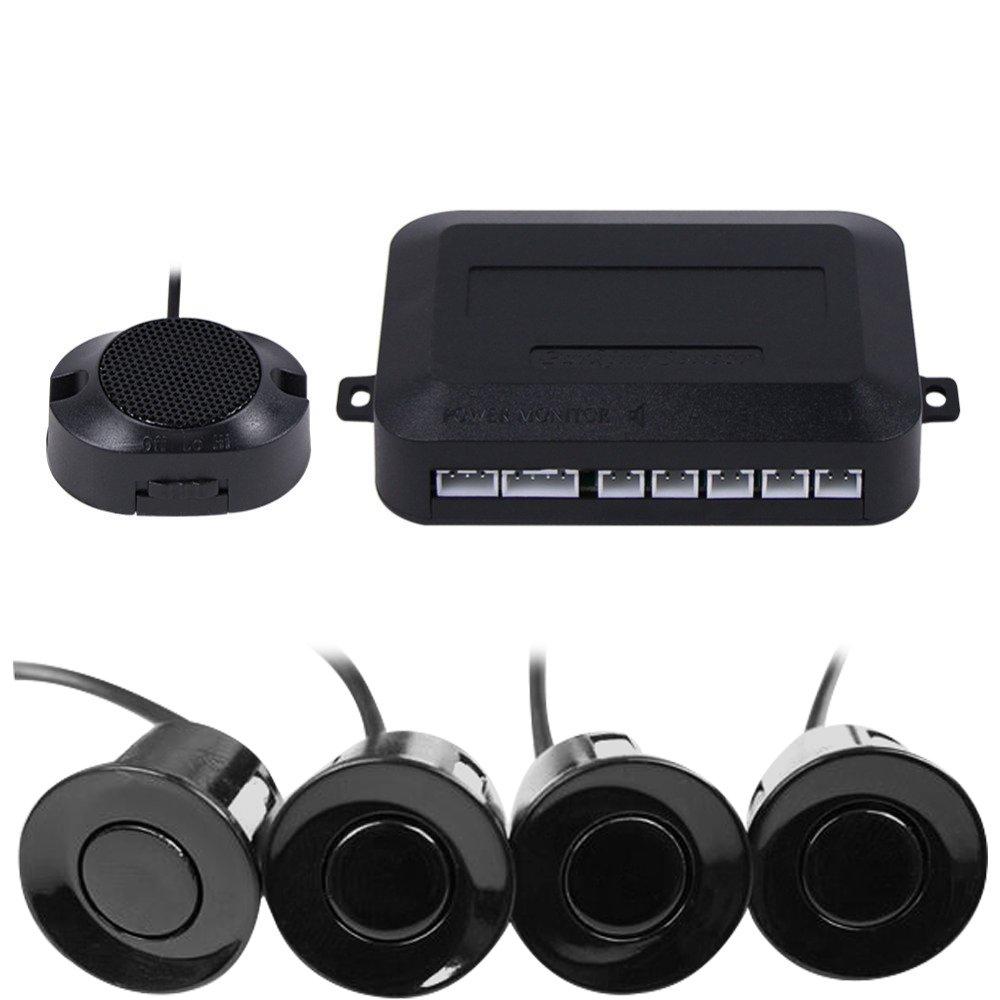 Frostory Car Reverse Backup Parking Sensor Radar System, Buzzer beeps, Detection Distance:30~150CM, Waterproof Sensors (22mm Diameter 2.3M Cable) 4 Packs X60D (Black) Black