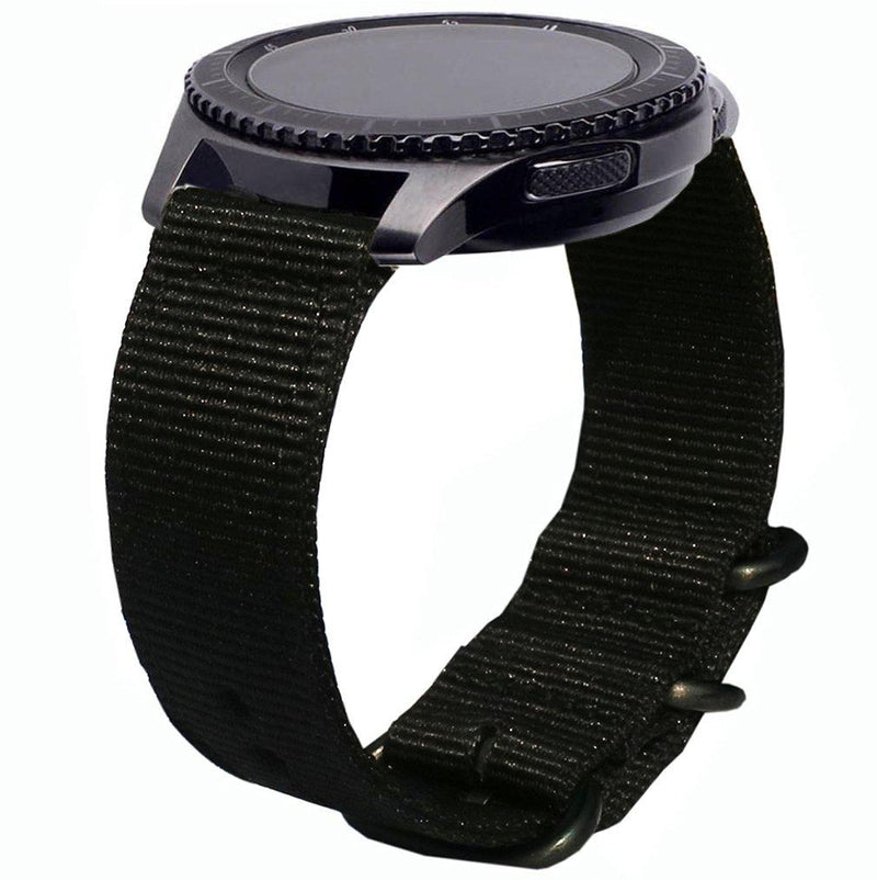 Olytop for Galaxy Watch 3 45mm/Gear S3 Bands, 22mm Quick Release Woven NYLON NATO Band Soft Replacement Strap Wristband for Samsung Galaxy Watch3 45mm/Galaxy Watch 46mm, Moto 360 2 46mm SmartWatch - Black Nato Nylon - Black