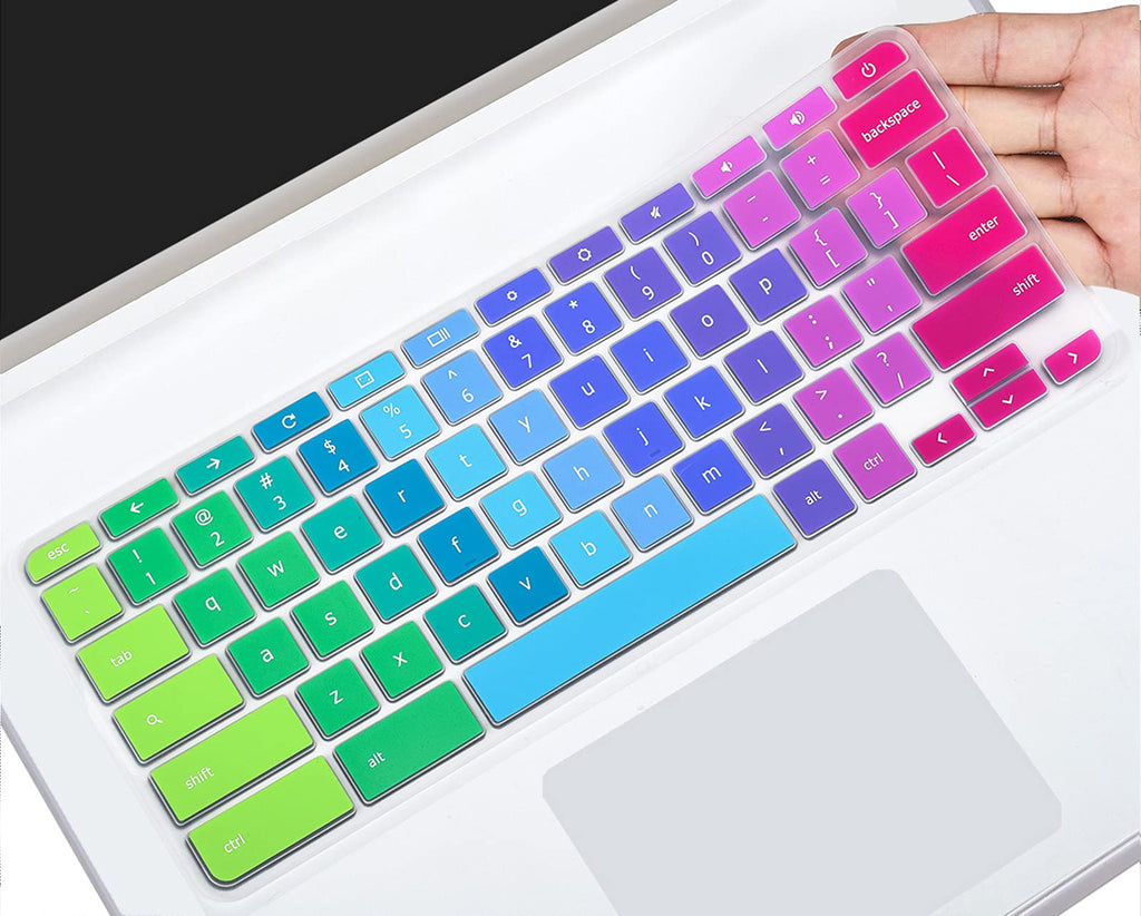 Colorful Keyboard Cover Compatible 2019 2018 ASUS Chromebook C523NA 15.6" / ASUS Chromebook C423NA 14" / ASUS Chromebook Flip C302 C302CA-DH54 C302CA-DHM4 12.5" Chromebook, Rainbow
