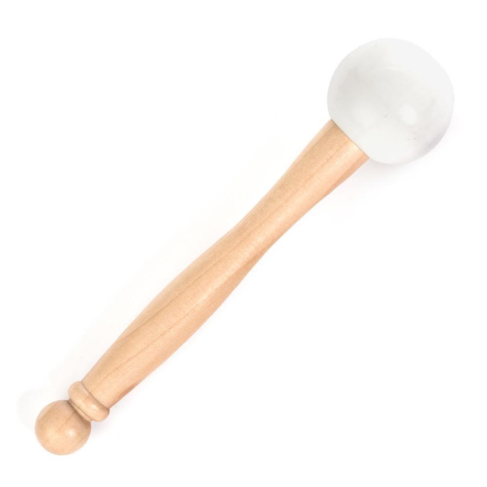 SoundChakra Rubber Ball Striker Mallet with Wooden Handle for Crystal Quartz or Tibetan Sound Healing Yoga Meditation Singing Bowls (White) White