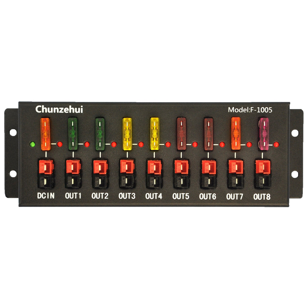 Chunzehui F-1005 9 Port 40A Connector Power Splitter Distributor Source Strip, 1 Input and 8 Output.