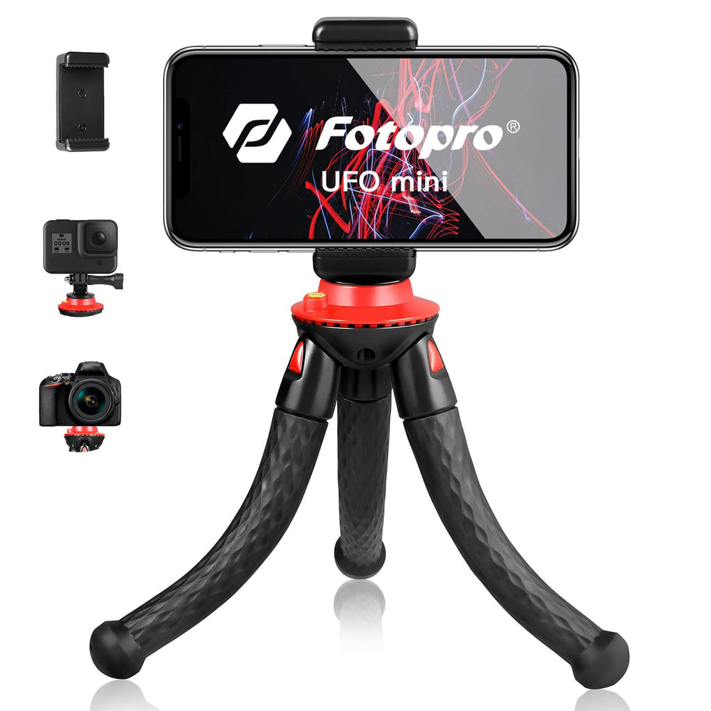 Flexible Tripod, Fotopro Mini Phone Tripods for iPhone Xs Max Mini Camera Tripod for Action Camera Smartphone Mount