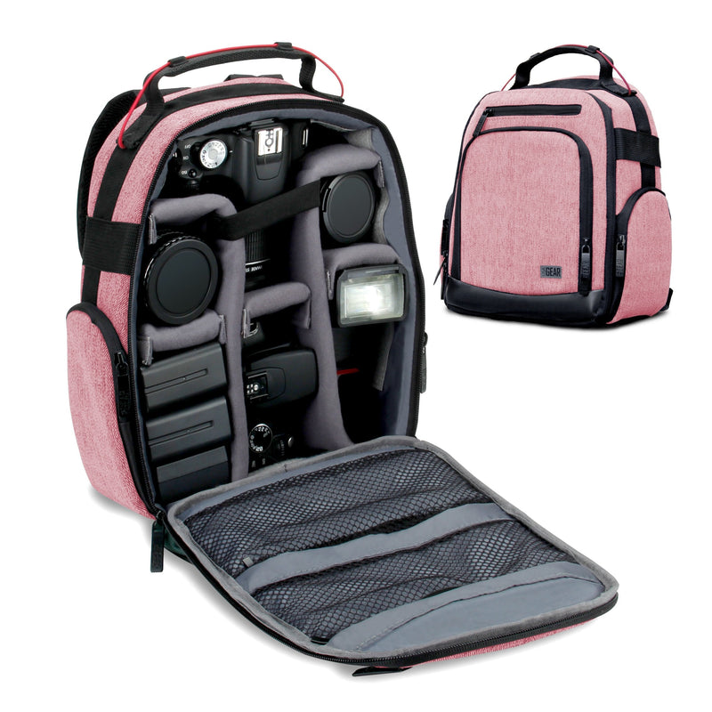 [AUSTRALIA] - USA GEAR Portable Camera Backpack for DSLR (Red) with Customizable Accessory Dividers, Weather Resistant Bottom and Comfortable Back Support - Compatible with Canon, Nikon and More Red and Black 