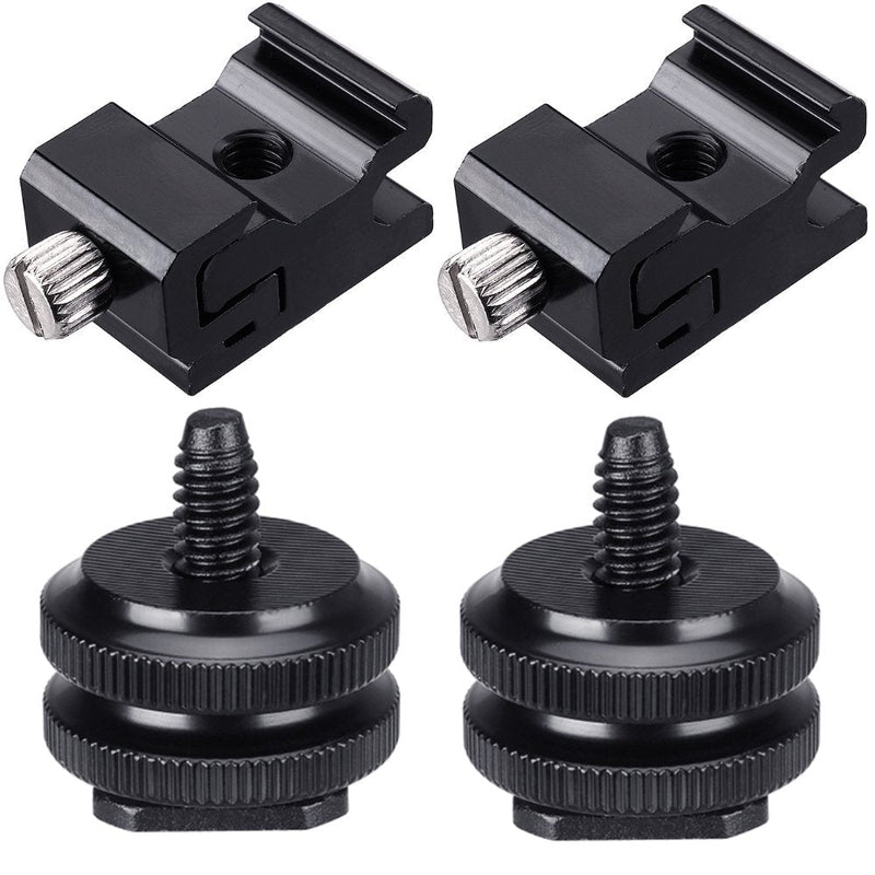 1/4" Hot Shoe Adapter Mount Camera Shoe Mount Screw Flash Cold Shoe Mount to Tripod Screw Adapter DSLR Camera Rig-4 Packs
