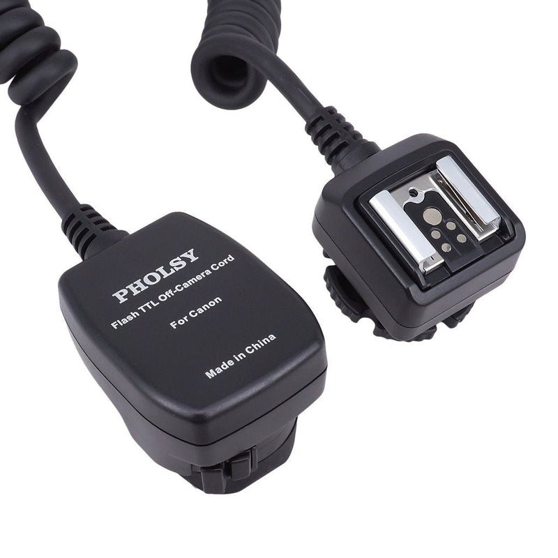 PHOLSY 6.5' / 2 m E-TTL Off Camera Flash Speedlite Sync Cord Hot Shoe Cord Compatible with Canon T8i, T7i, T6, T6i, T6s, T5, T5i, SL3, 90D, 80D, 77D, 70D, 7D, 6D, 5D, M3, M5, M6 etc, Replaces OC-E3