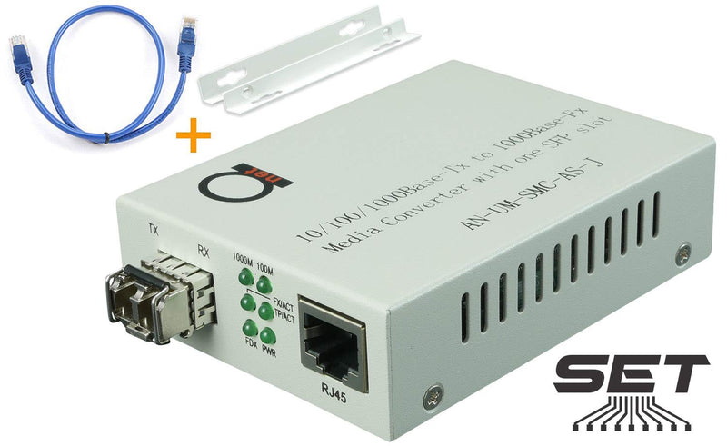 Multimode LC 850 nm Gigabit Fiber Media Converter - Includes SFP 550 m (0.34 Miles) LC – to UTP Cat5e Cat6 10/100/1000 RJ-45 – Auto Sensing Gigabit or Fast Ethernet Speed - Jumbo Frame - LLF Support