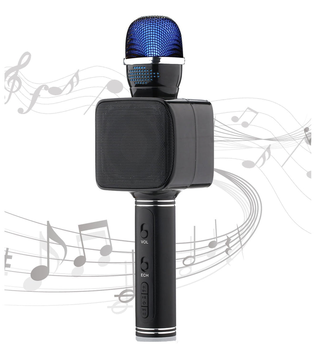 [AUSTRALIA] - Lightweight Microphone Karaoke Bluetooth Microphone Flashing Lights Aluminum Alloy USB/TF Kids Microphone Karaoke Machine for iPhone/Android/iPad/Sony PC and All Smartphone (Black) 68 Black 