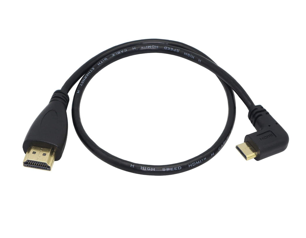 CERRXIAN 50cm 19.6inch High Speed Gold Plated Mini HDMI Right Angle Male to HDMI Male Cable (Black) R