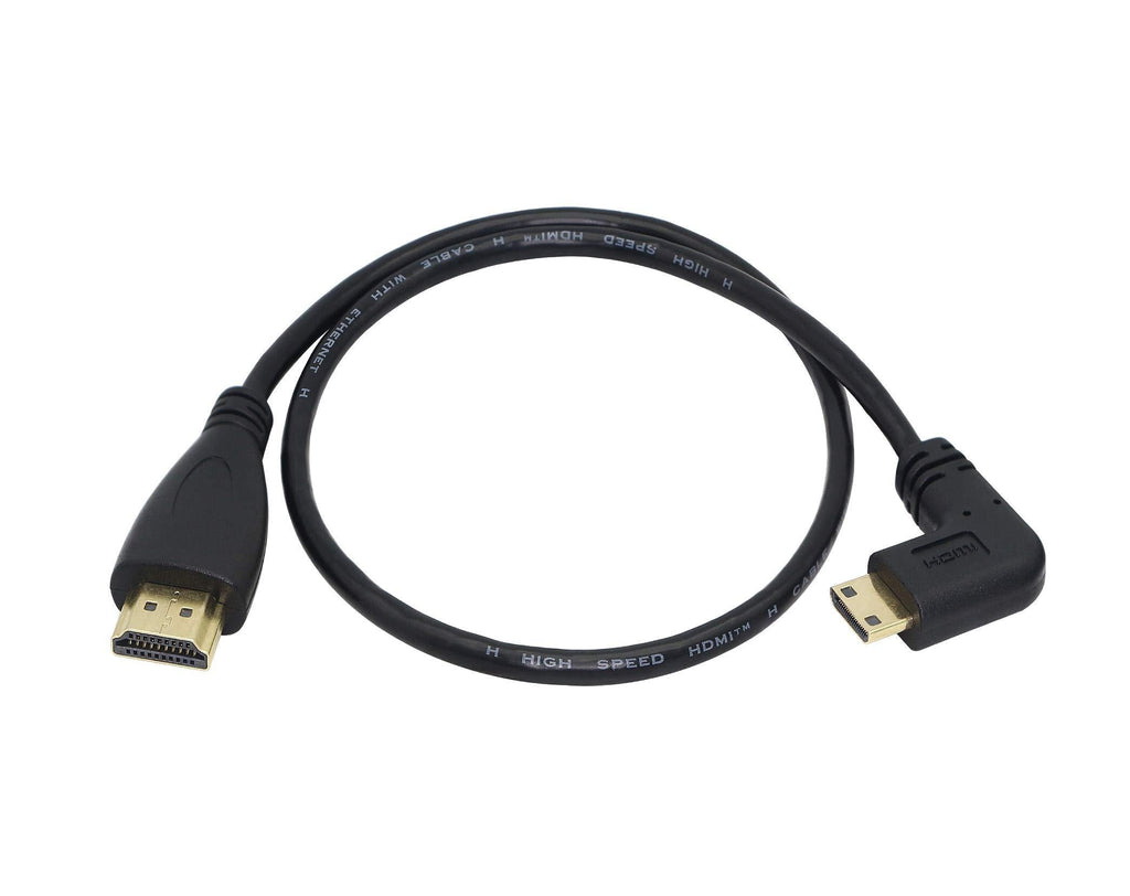 CERRXIAN 50cm 19.6inch High Speed Gold Plated Mini HDMI Left Angle Male to HDMI Male Cable (Black) L