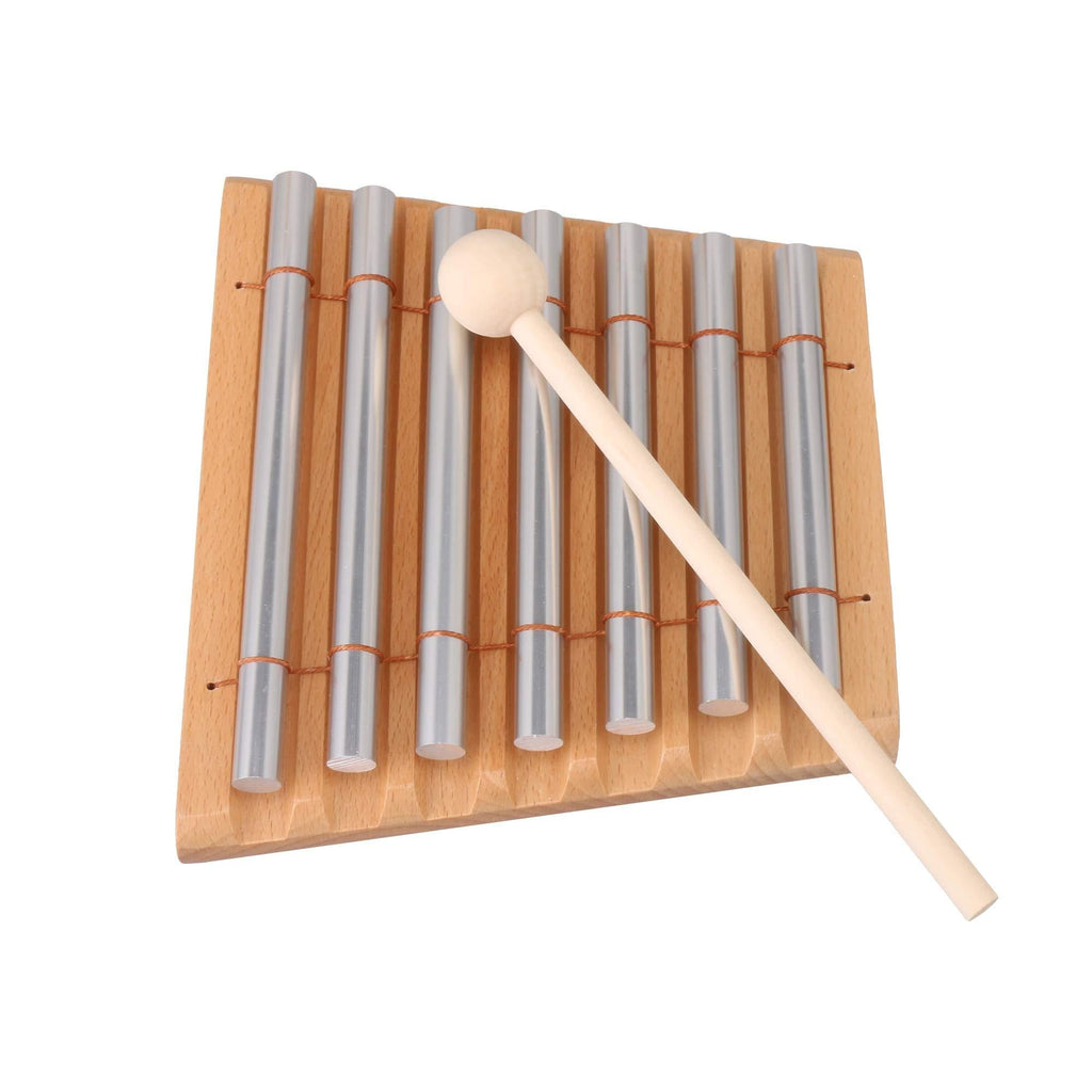 Yibuy 7 Tone Woodstock Chime Eastern Energies Meditation with Wooden Mallet and 2 Aluminum Tube Percussion Musical Instrument
