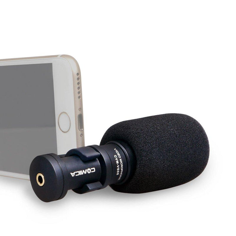 Comica CVM-VS08 Video Microphone - Professional Mini Cardioid Condenser Directional Portable Phone Mic for Smartphone / iPhone / iPad / Samsung / Huawei etc with Wind Muff and Windscreen black1