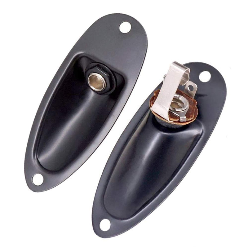 [AUSTRALIA] - 2pcs Boat Style 1/4" Loaded Guitar Pickup Output Jack Plug Socket plate Screws ferrule for Fender Strat Stratocater Electric Guitar (Black) Black 