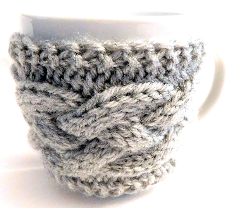 Integrity Designs Handmade Coffee Cup Sleeve Mug Cozy Gray and 3 inch Gift Card with Envelope
