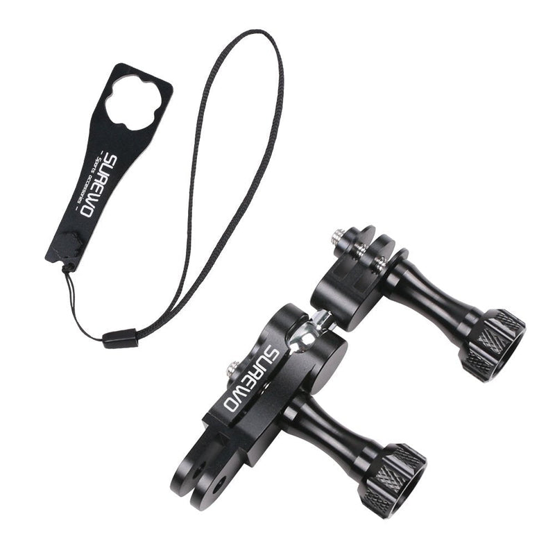 SUREWO Dual Rotating Extension Arm Mount Compatible with GoPro Hero 10 9 8 7 6 5 Black,DJI Osmo Action 2,AKASO,Campark and More (Black)