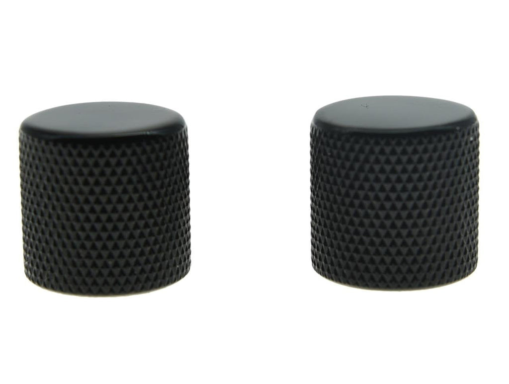 Dopro Set of 2 Black 18mm Guitar Bass Flat Top Knobs Barrel Knobs for Tele Telecaster or Bass Guitars