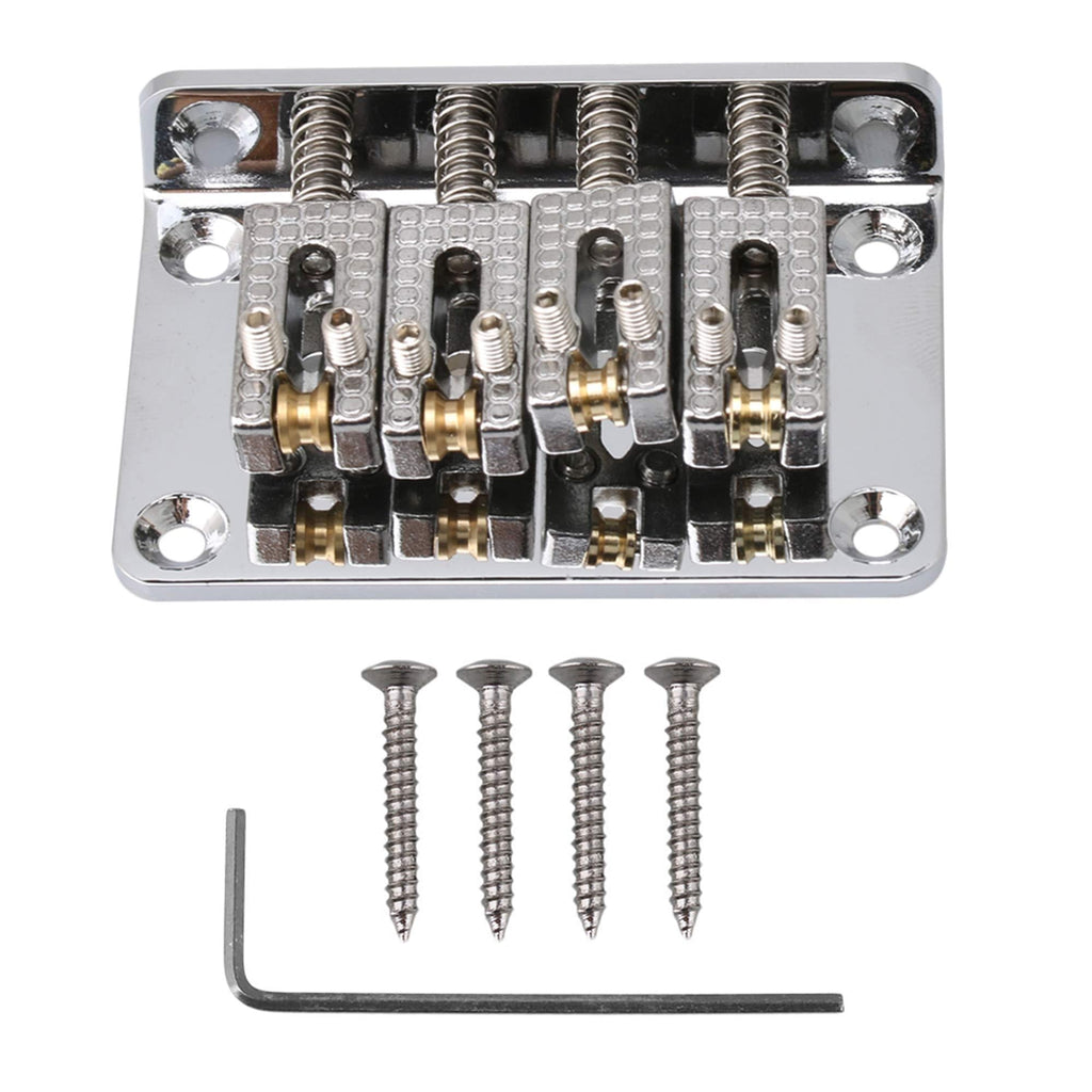 Yibuy Silver Chrome Plated UKULELE 4 String Cigar Box Guitar Bridge Tailpiece with Screws & Wrench