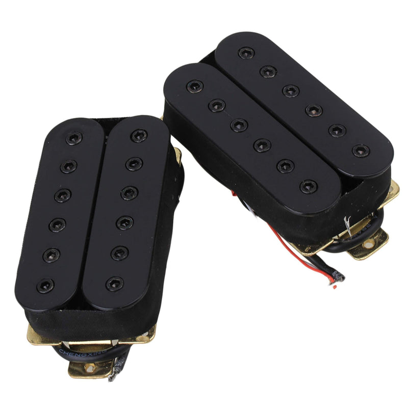 Yibuy Black Metal Double Coil Pickups Humbucker for Electric Guitar with Magnets Pack of 2