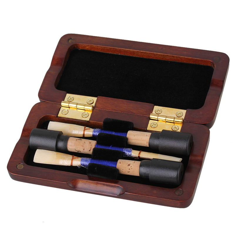 Yibuy Oboe Reed Case Box Spray Lacquer Surface Solid Wood Holds 3 Oboe Reeds Maroon Against Moisture