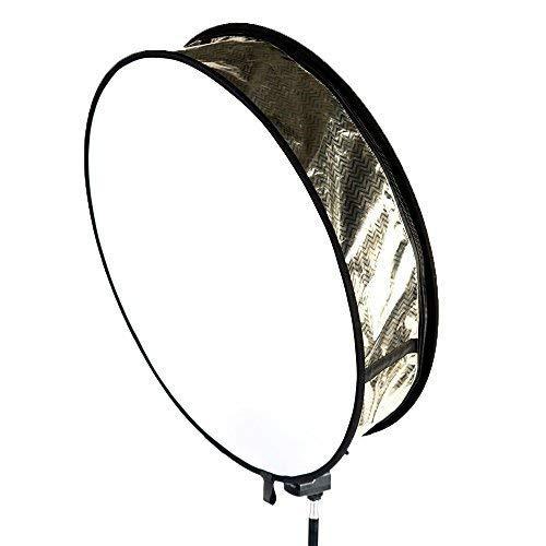 FOTOCREAT 24"(60cm) Sundisc Tow-Sides Round Flash Diffuser Softbox Gold Wave/Slive for Speedlite